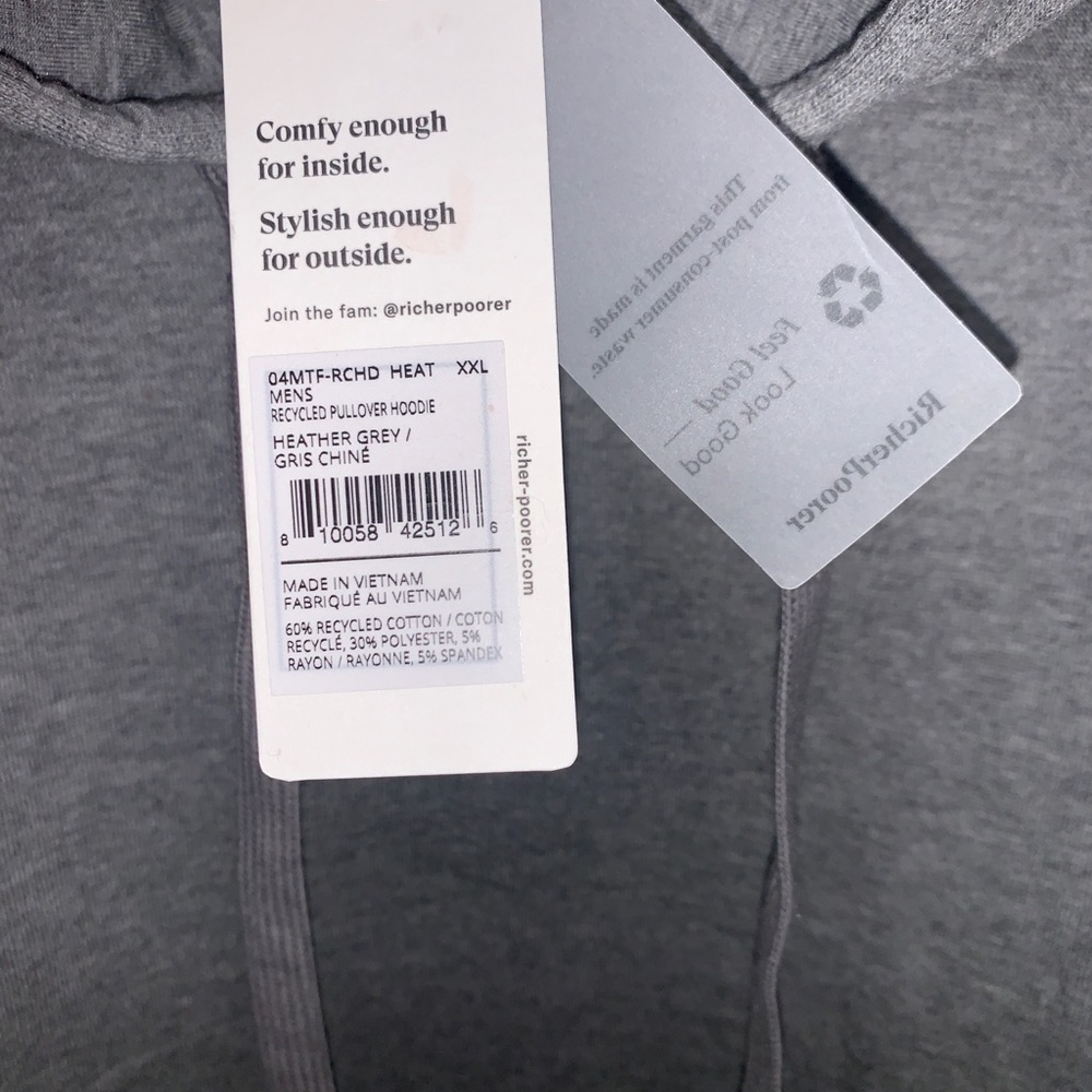 Mens Size XXL Richer Poorer Recycled Hoodie NWT - Picture 10 of 10